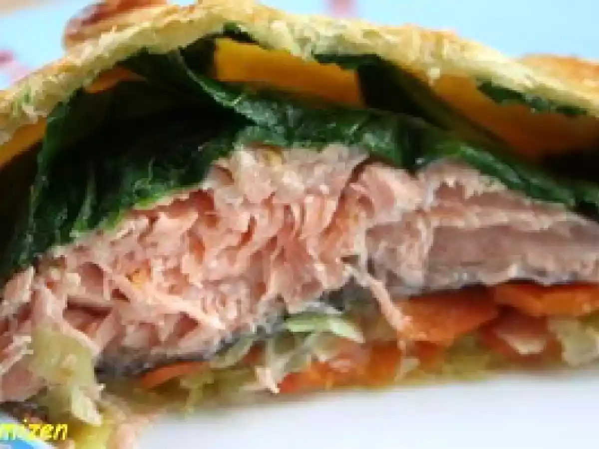 Saumon en croûte à la julienne de légumes de Mercotte