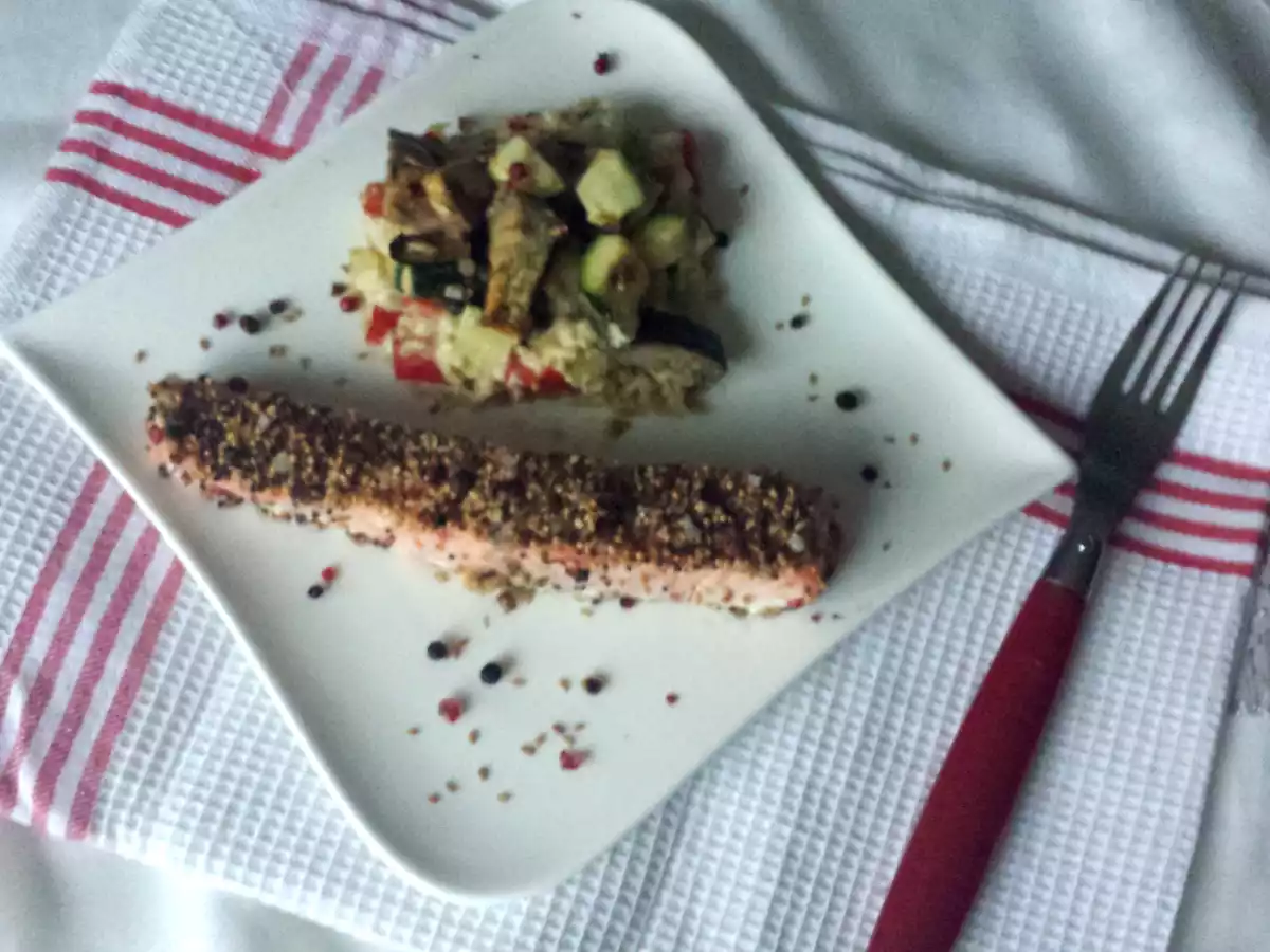 Saumon en croûte d'épices, flan aux légumes - photo 3