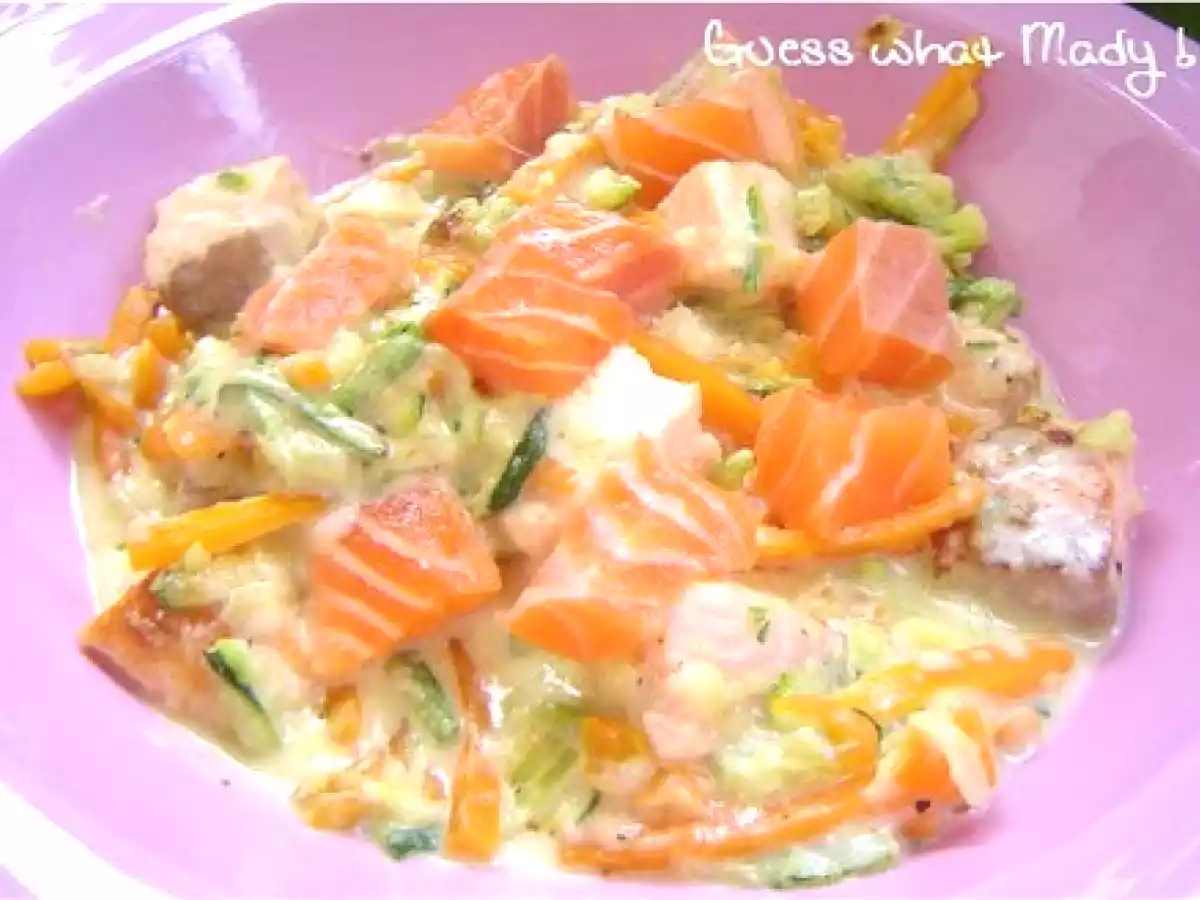 Saumon et légumes en sauce parmesane