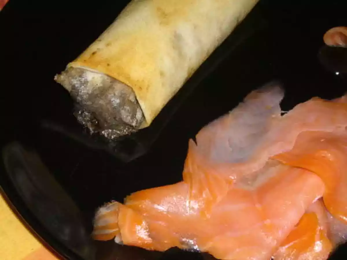 Saumon fumé, nem de champignons