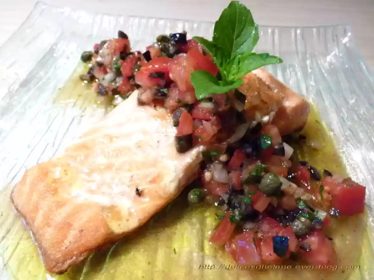 SAUMON GRILLE A LA PLANCHA ET SA SAUCE VIERGE