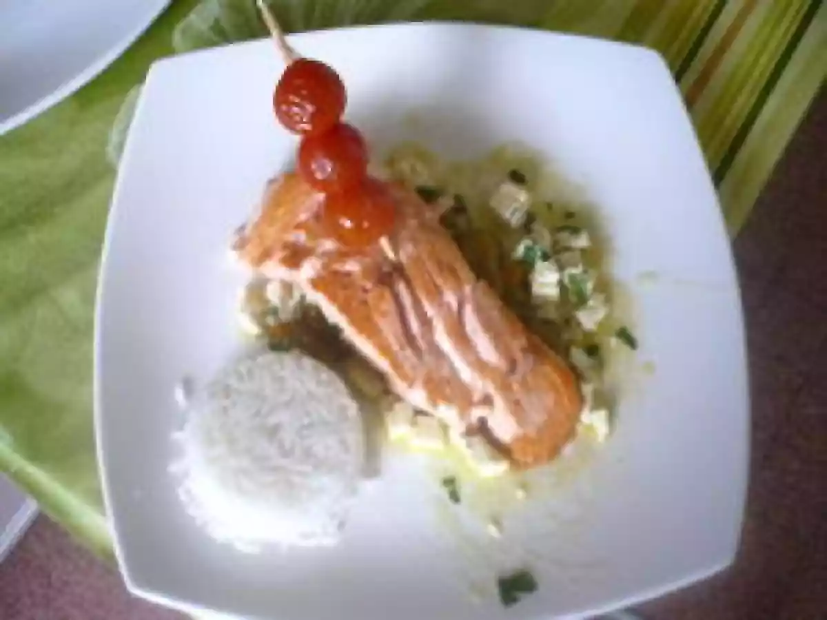 Saumon grillé et sa poêlée d'aubergine mangue à la Cyril Lignac - photo 2