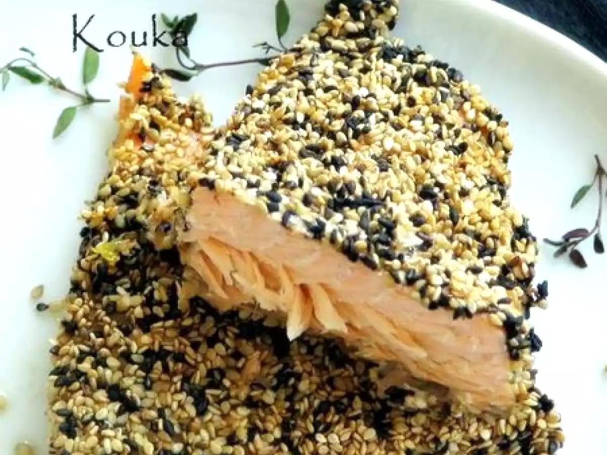 Saumon mariné en croûte de sésame