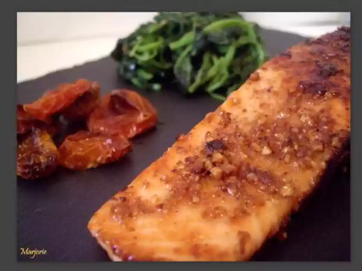 Saumon pané au pralin et pousse d'épinard - photo 3