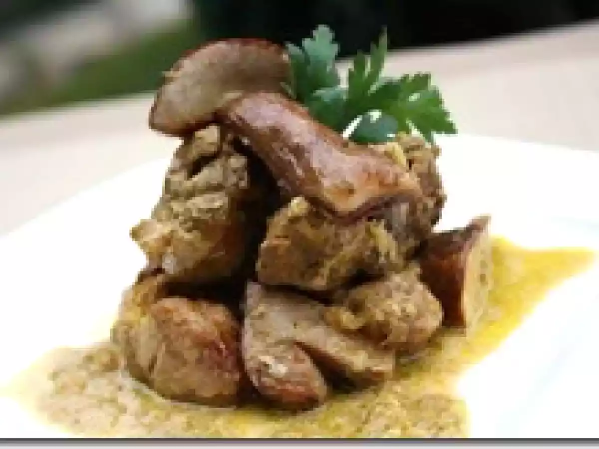 Sauté d?Agneau aux Epices, Châtaignes et Cèpes