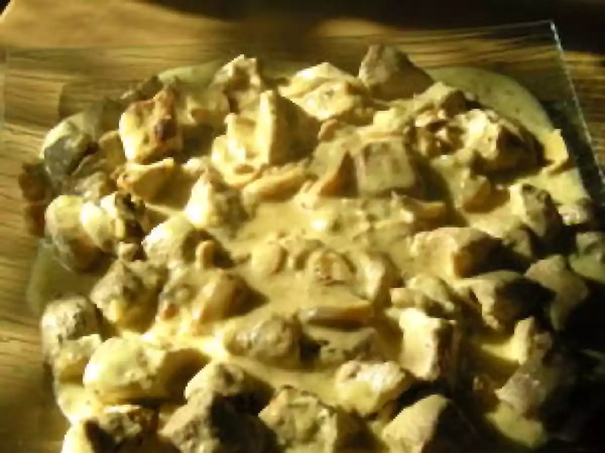 Sauté de Porc à la moutarde, spaghettis, champignons pommes de terre