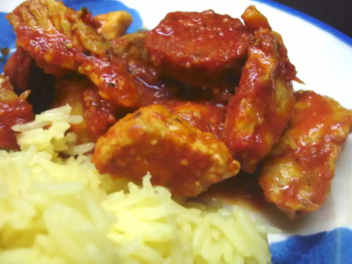 Sauté de porc au chorizo façon paëlla express