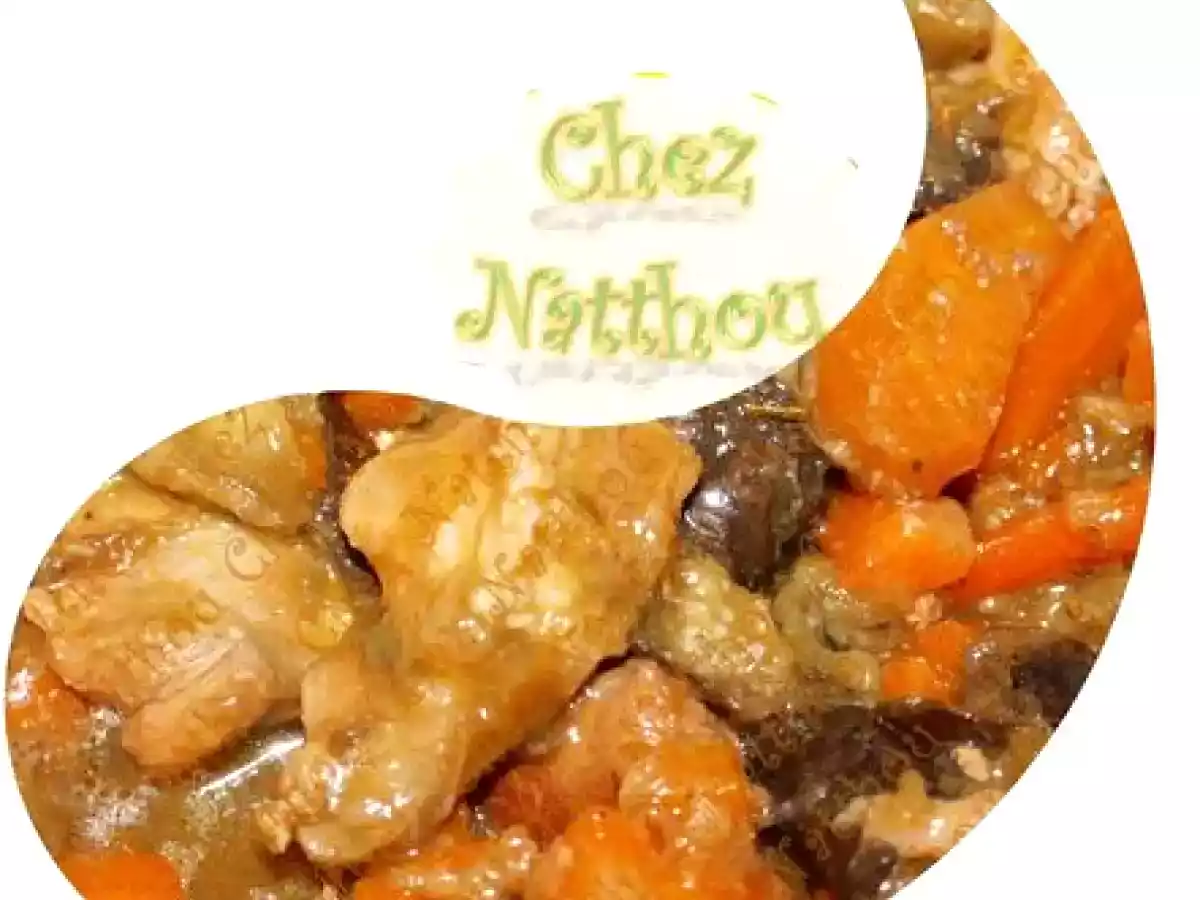 Sauté de porc caramélisé à la bière et ses légumes confits