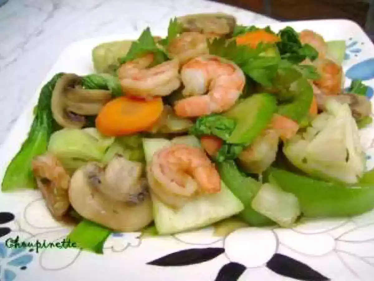 Sauté oriental de bok choy et crevettes