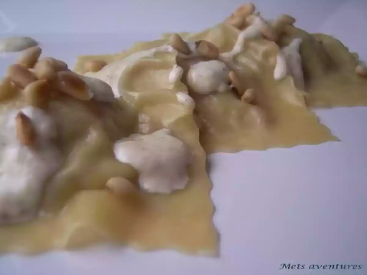 Savoureux raviolis artichauts/pignons