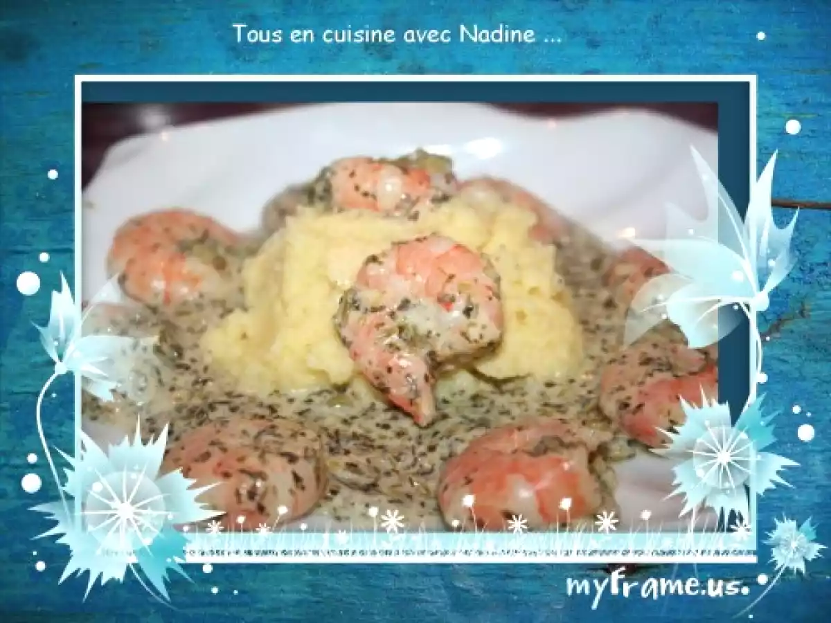 Scampis au cerfeuil et asperges vertes à la crème