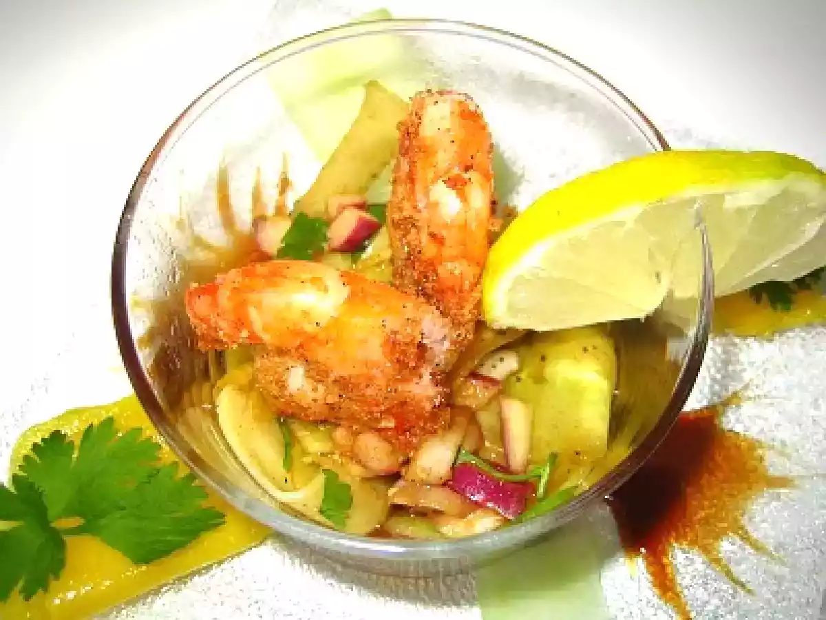 SCAMPIS AU COCO SUR LIT COLORE