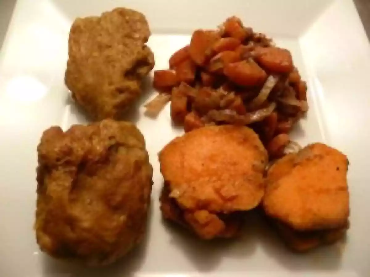 Seitan aux carottes et patates douces rôties à la cannelle