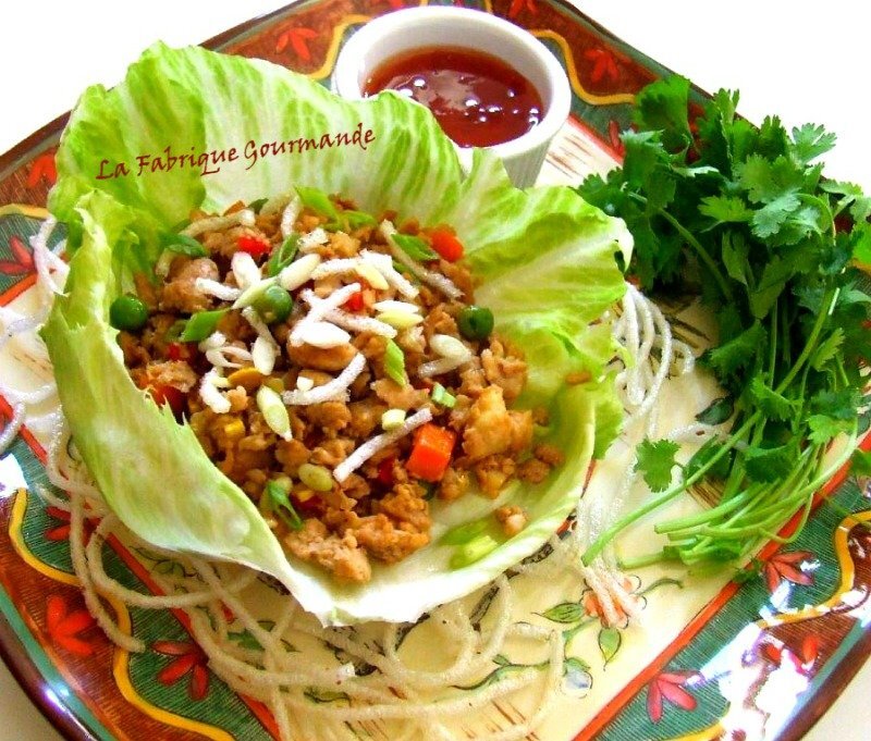 Shēngcài bāo chicken lettuce wrap laitue roulée au poulet Recette