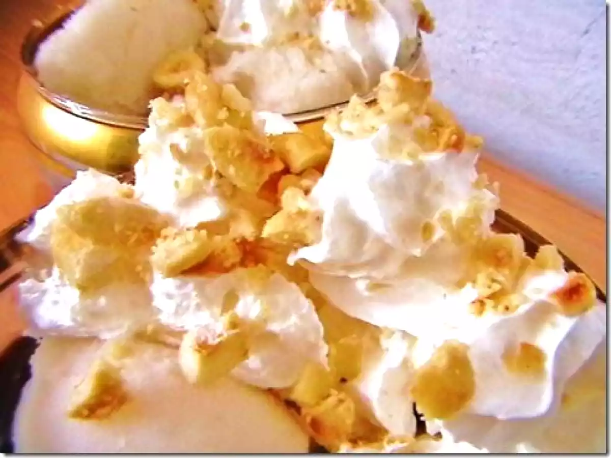 Sorbet aux poires sur un lit de ganache