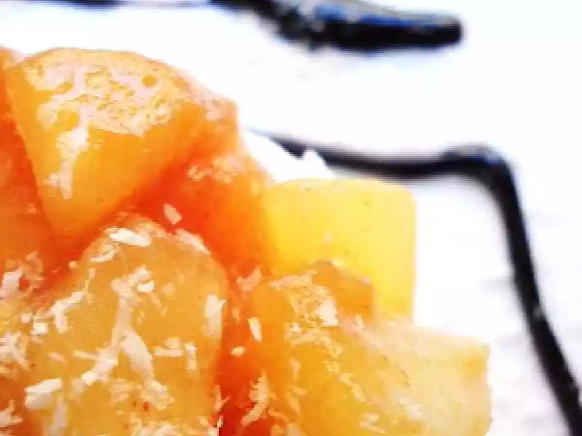 Sorbet pomme-roquette ; entremets coco prune, caramel balsamique - photo 6