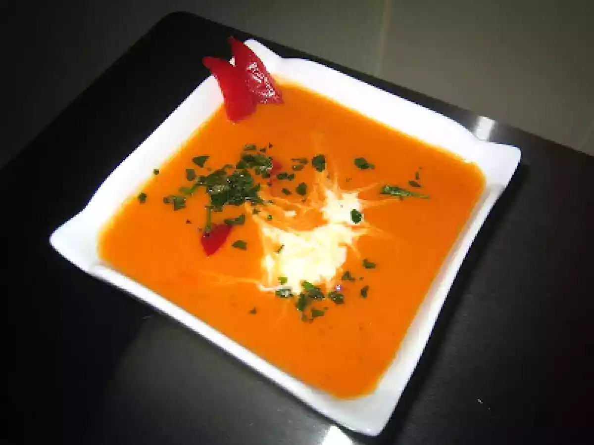 Soupe aux poivrons rouges, Boursin Ail et Fines Herbes!!!