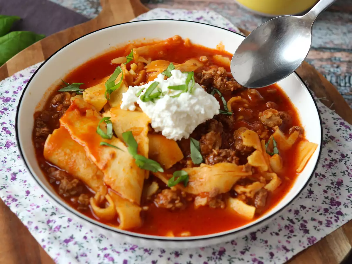 Soupe de lasagnes à la viande, ricotta et parmesan - photo 4