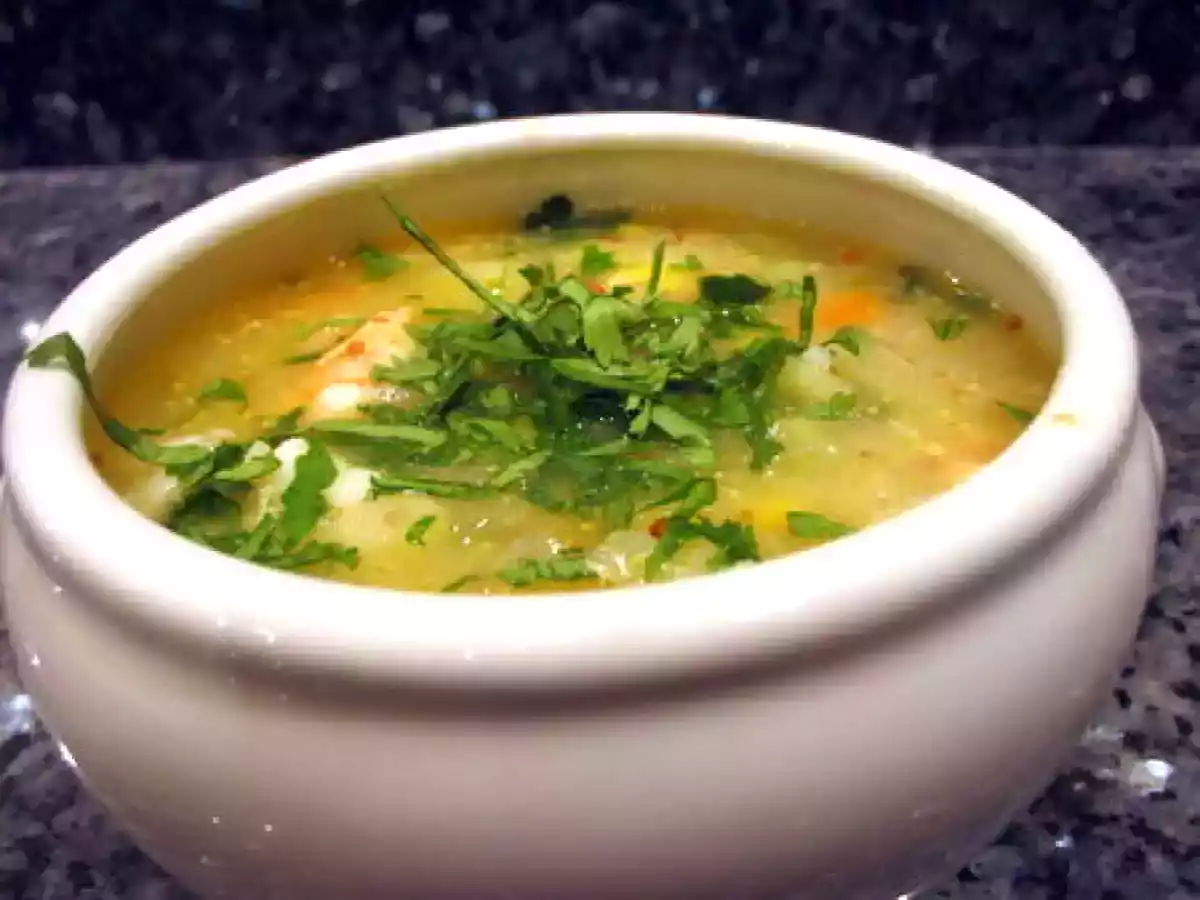 Soupe de maïs aux crevettes St Jacques et poisson - photo 2