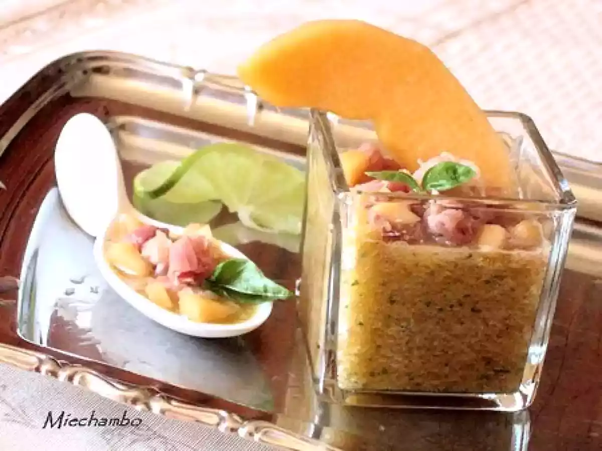 Soupe de melon au jambon de Parme et aux épices