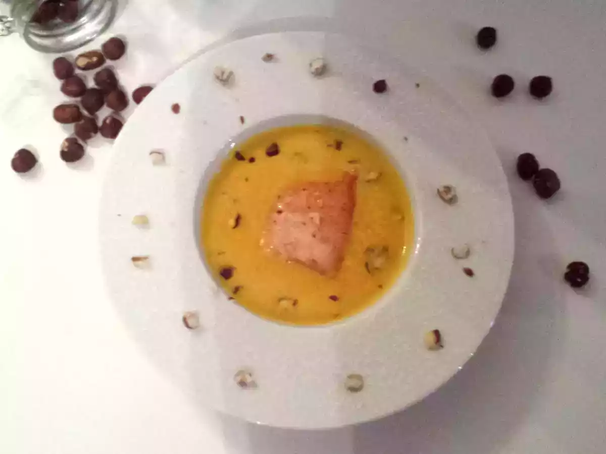 Soupe de potimarron et saumon