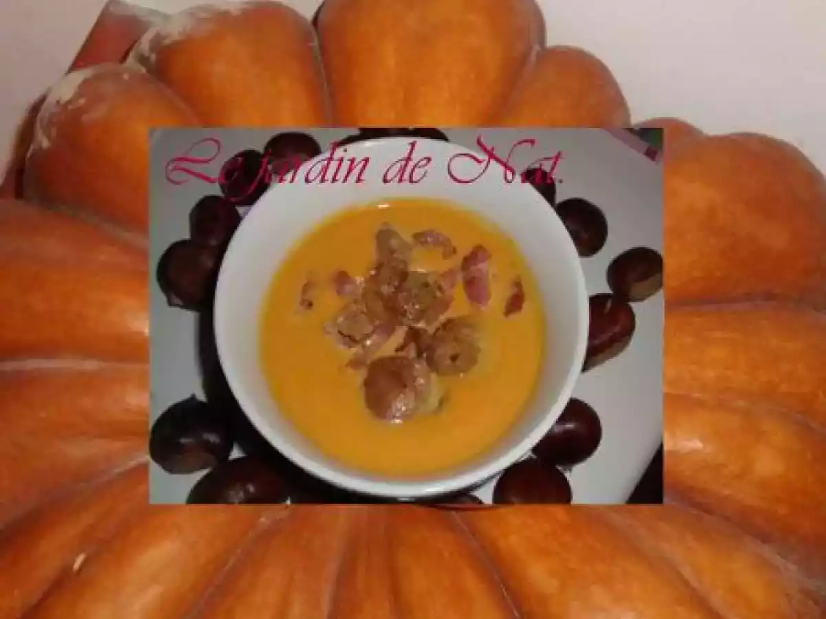 Soupe de potiron avec ses petits copains : lardons et marrons