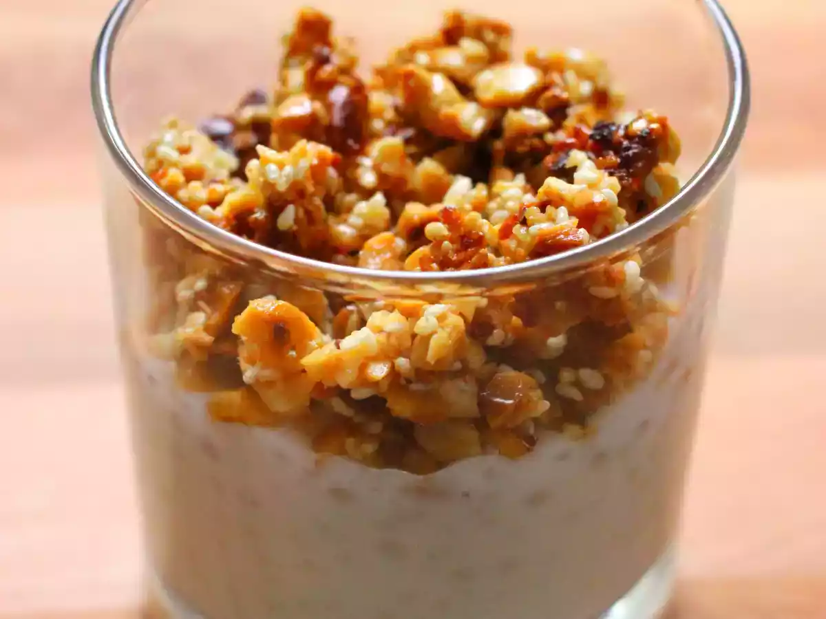 Soupe de Tapioca et Pralin Cacahuète Sésame