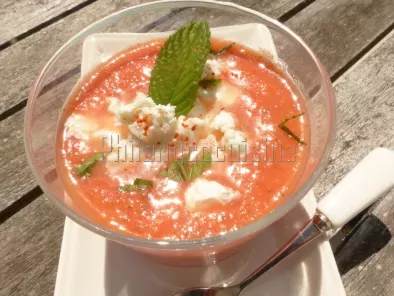 Soupe froide tomate, pastèque, menthe avec ou sans feta - photo 2