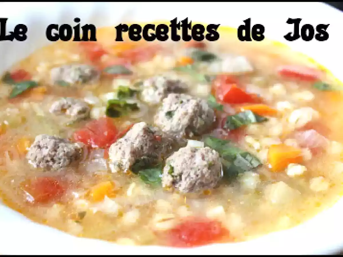 SOUPE-REPAS À L'ORGE ET AUX BOULETTES DE BOEUF