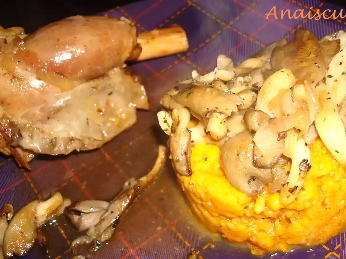 Souris d'agneau au miel, purée patates douces