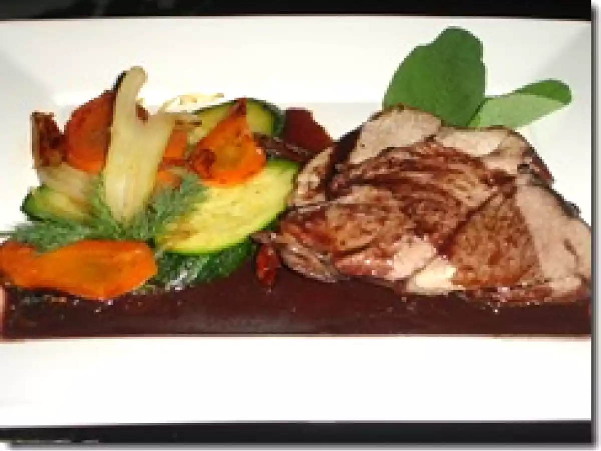 Souris d'Agneau Caramélisé au Sirop d'Erable et Poêlée de Légumes