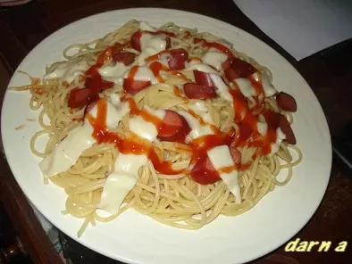 Spaghetti au hot dog et fromage