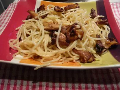Spaghetti aux girolles en crème d'ail