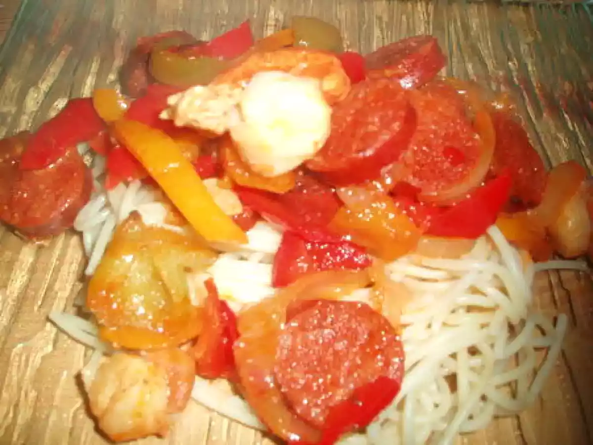 Spaghetti aux Noix de St Jacques et chorizo