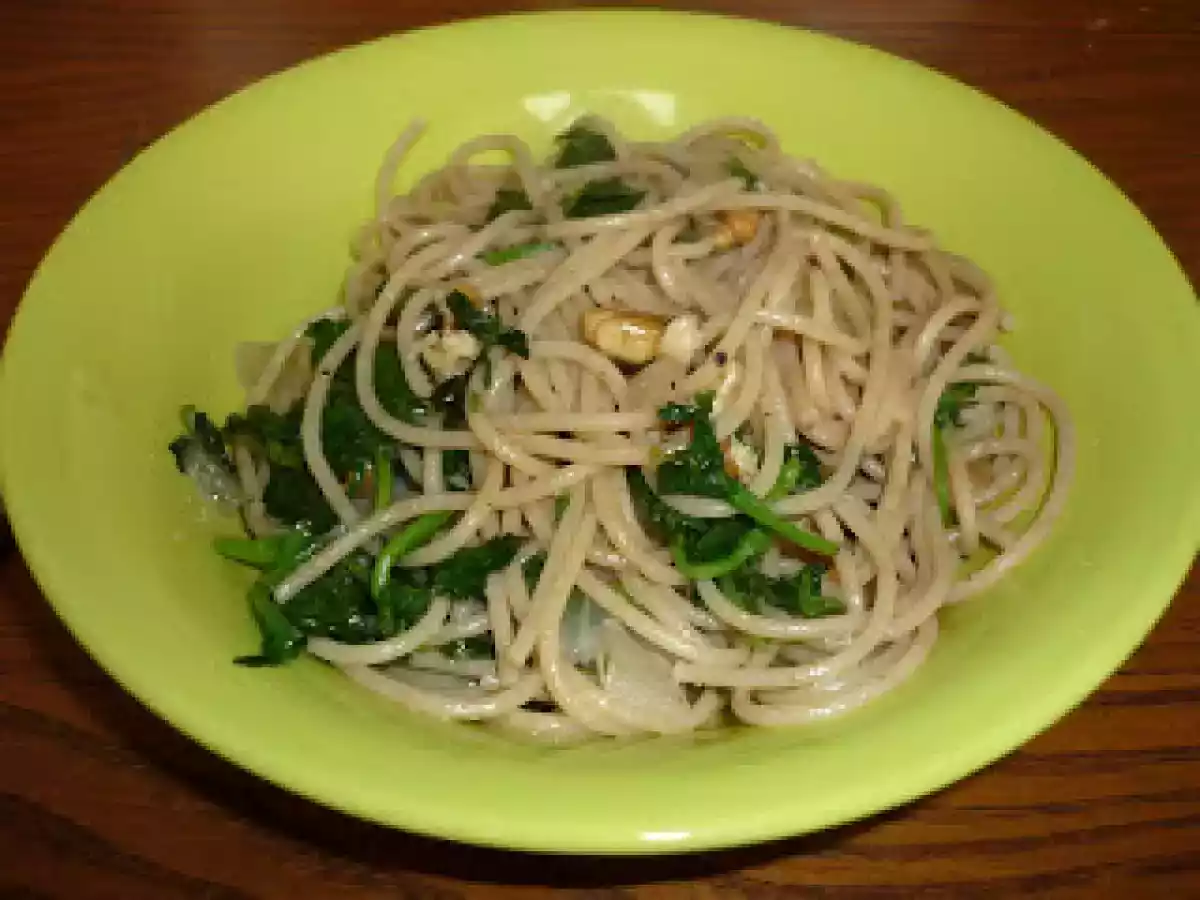 Spaghetti complètes au cresson