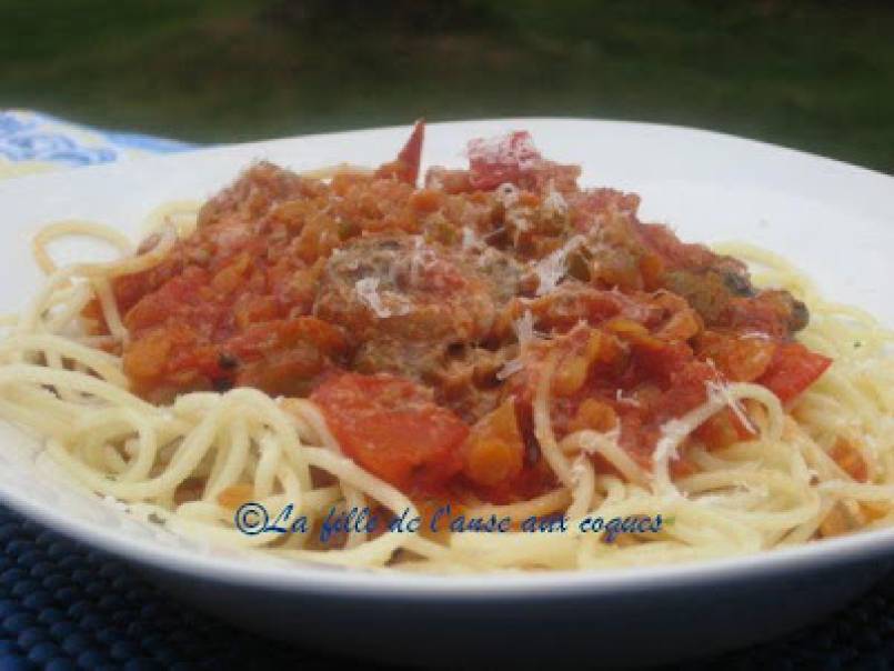 SPAGHETTI, SAUCE MARINARA AUX LENTILLES