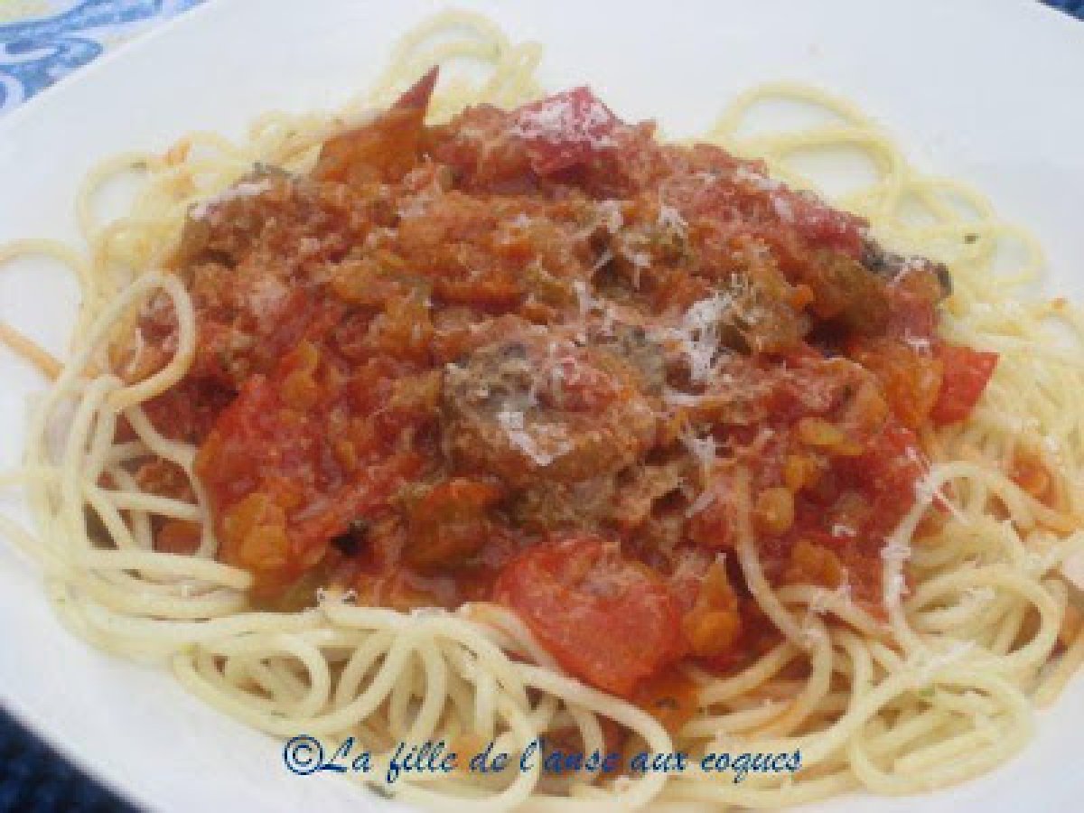 Spaghetti, sauce marinara aux lentilles Recette Ptitchef