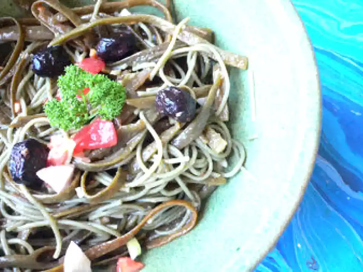 Spaghetti verts aux haricots de mer