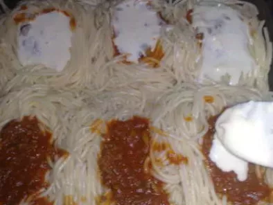 Spaghettis à la Bolognaise et à la crème de fromage