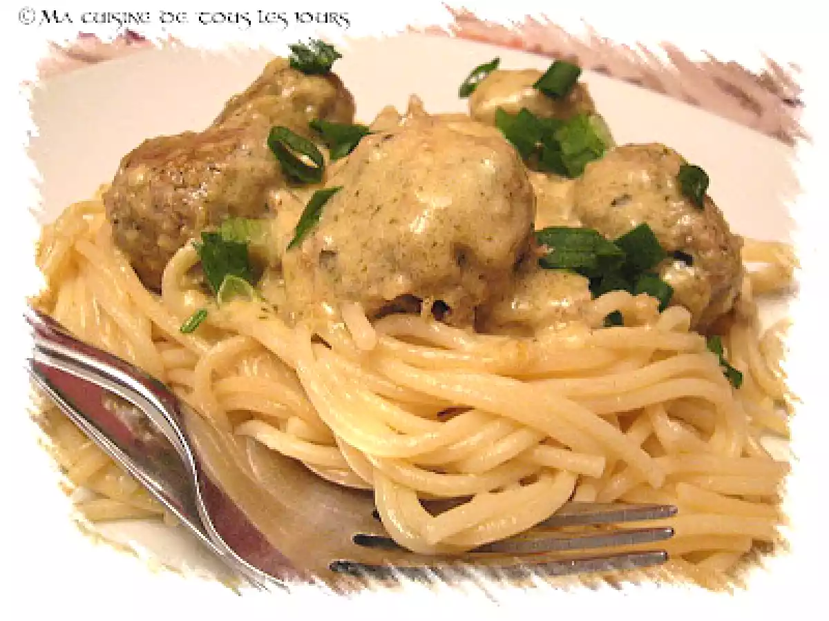 Spaghettonis aux boulettes de poulet au pesto - photo 2