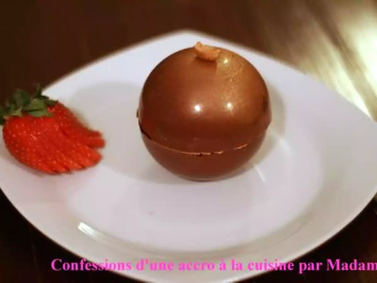 Sphère chocolat-caramel, ou le dessert surprise!