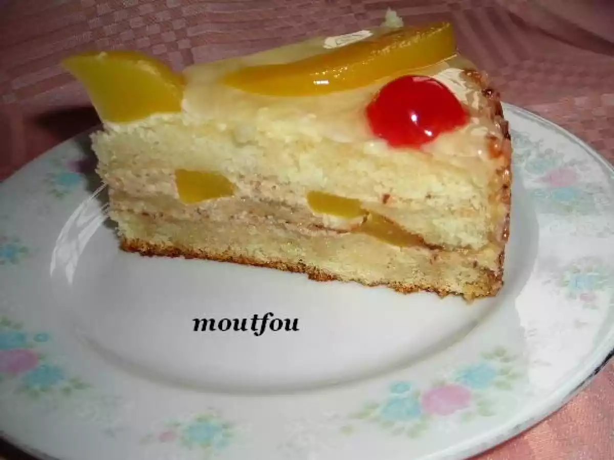 Superbe gâteau aux pêches, nougatine maison - photo 2