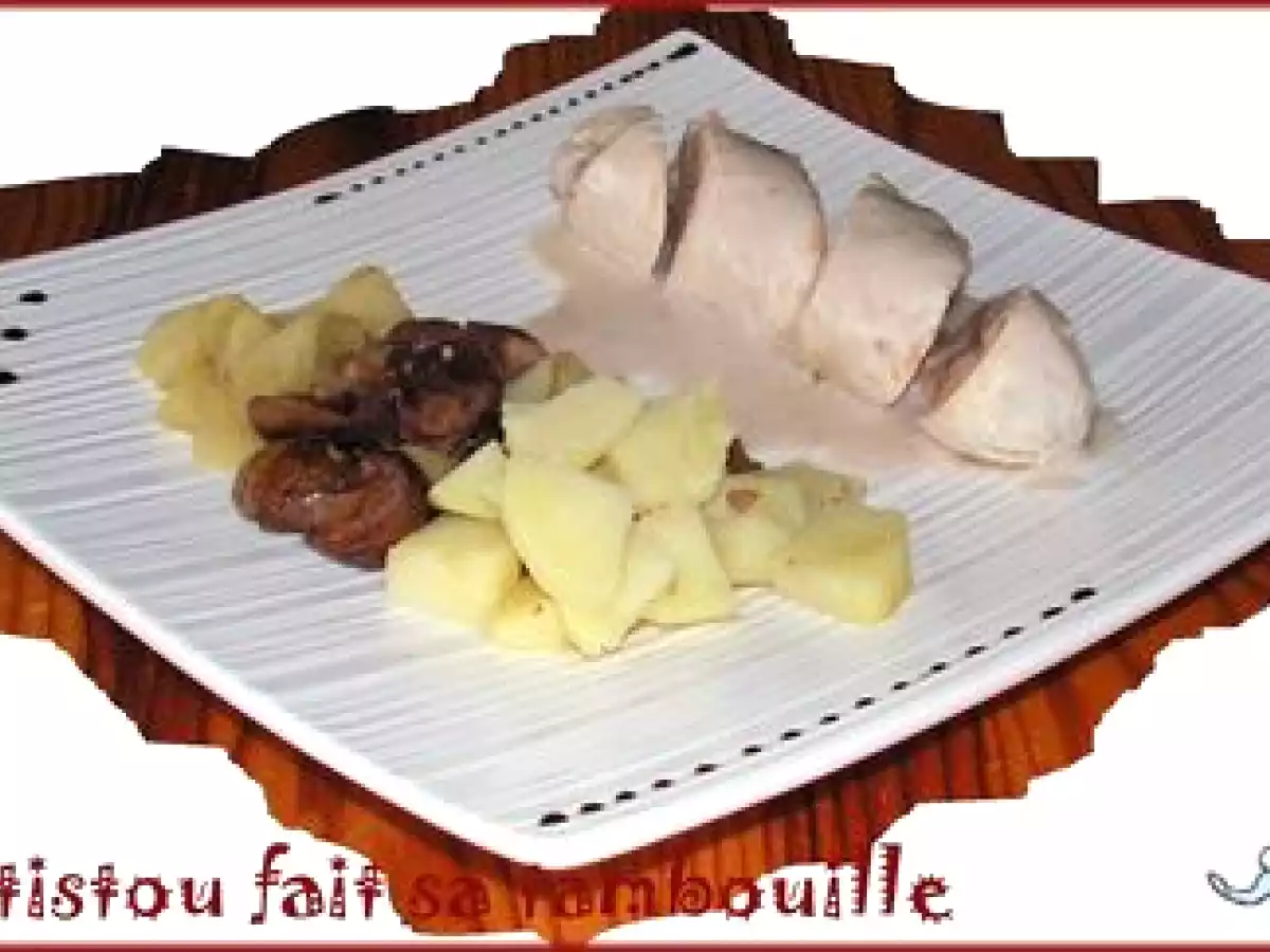 SUPREMES de volaille au foie gras marrons et pommes