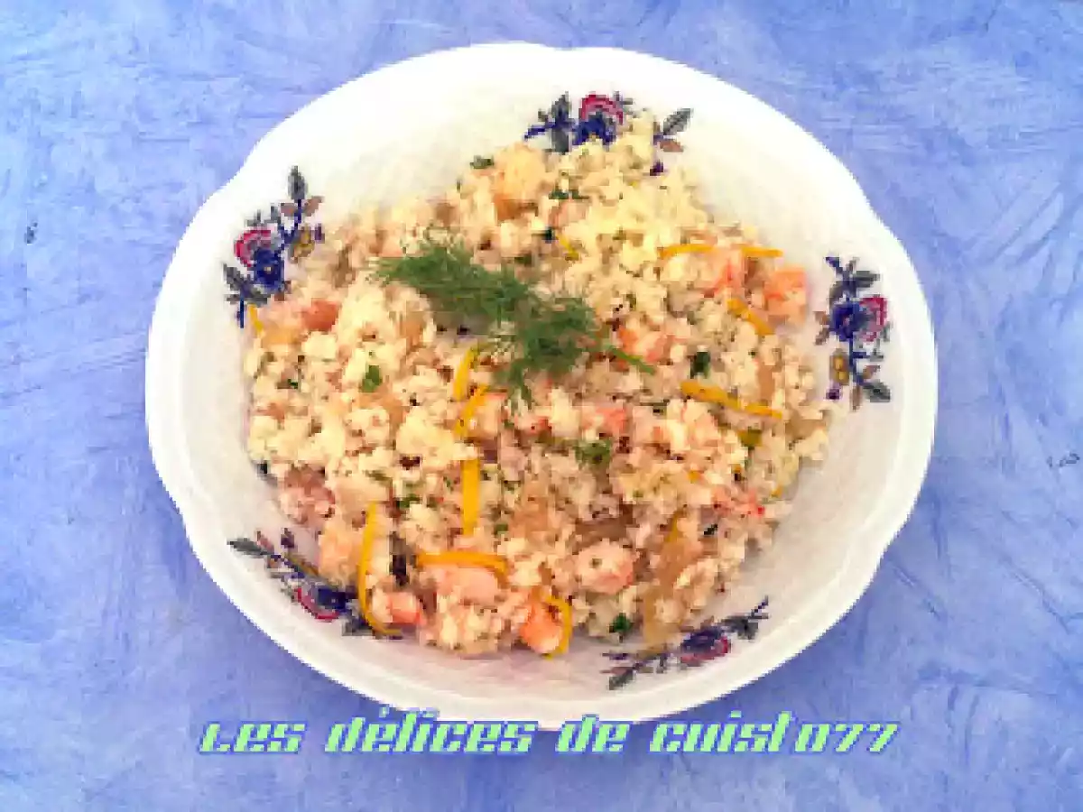 Taboulé de choux fleurs pamplemousse et crevettes