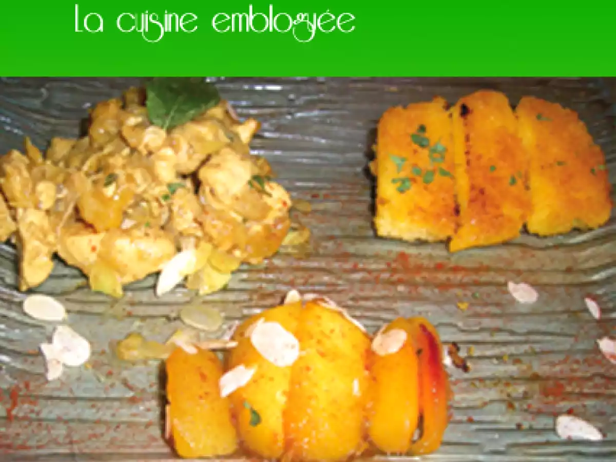 Tagine aux pêches et frites de polenta