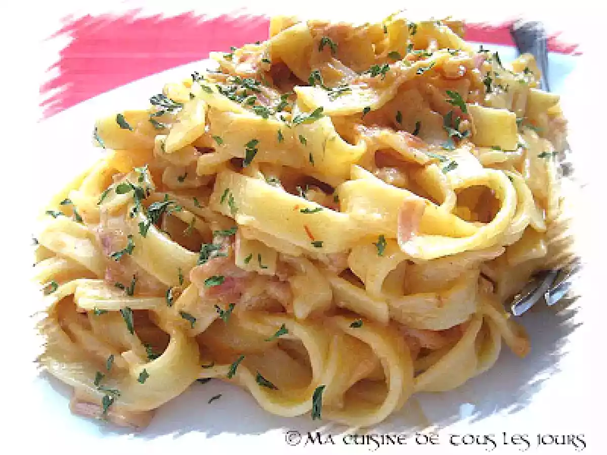 Tagliatelles à la carbonara rosée et à la pancetta - photo 2