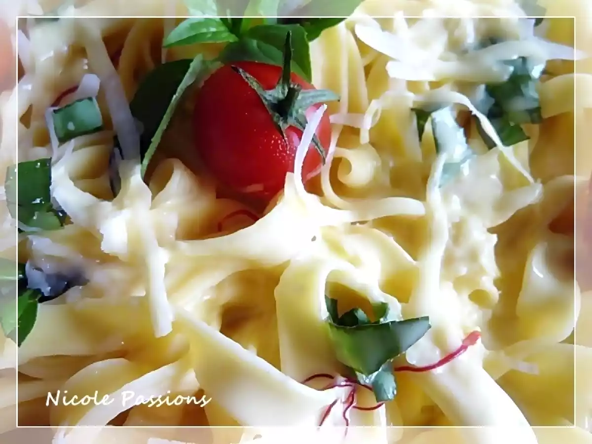 tagliatelles au safran, basilic et tomate cerise - photo 3