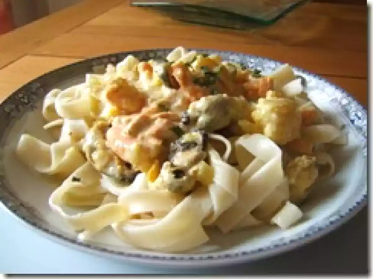Tagliatelles aux fruits de mer et sa crème safrané