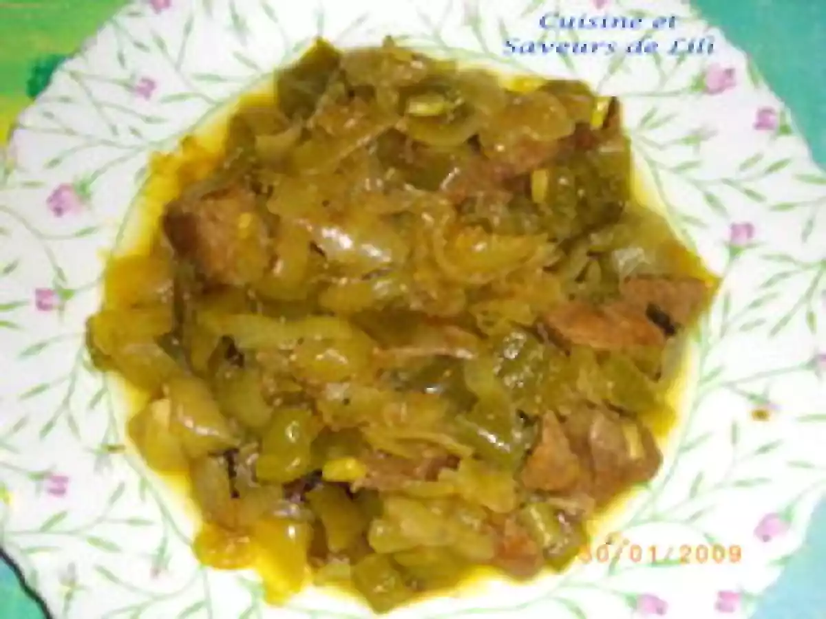 Tajine d'agneau aux oignons et poivrons
