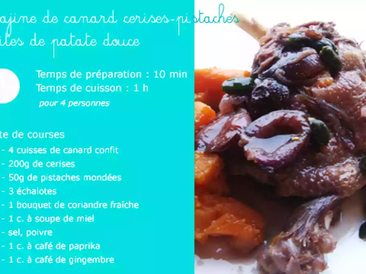 Tajine de canard cerises-pistaches